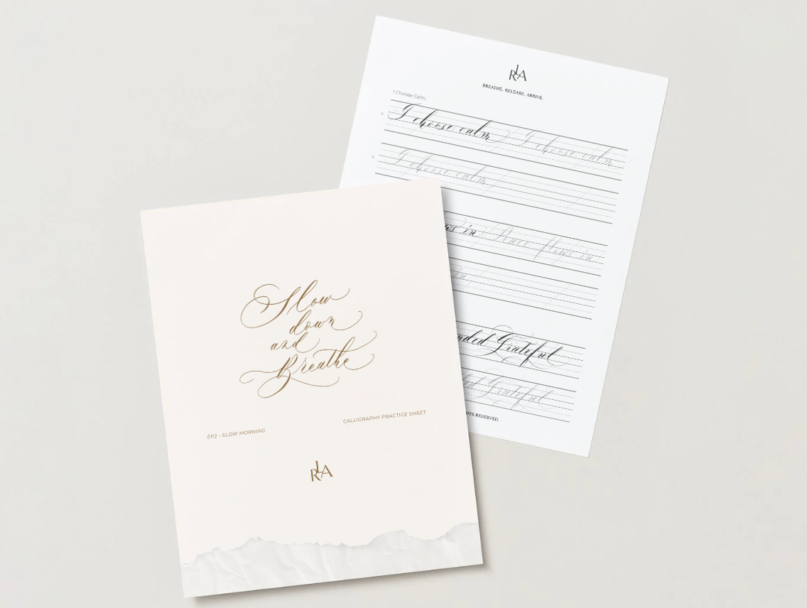 Slow Morning Calligraphy Practice Sheet